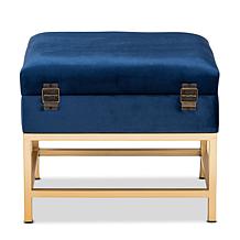 Wholesale Interiors Aliana Velvet Upholstered Small Storage Ottoman