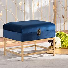 Wholesale Interiors Aliana Velvet Upholstered Small Storage Ottoman