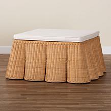 Wholesale Interiors bali and pari Palm Rattan Ottoman w/Cushion Square