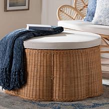 Wholesale Interiors bali and pari Rattan Ottoman w/Cushion Round Lrg