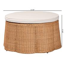 Wholesale Interiors bali and pari Rattan Ottoman w/Cushion Round Lrg