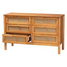 Wholesale Interiors Baxton Studio Jenn Japandi 6-Drawer Rattan Dresser