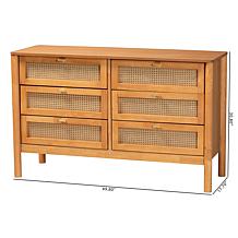 Wholesale Interiors Baxton Studio Jenn Japandi 6-Drawer Rattan Dresser