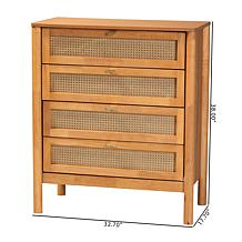 Wholesale Interiors Baxton Studio Jenn Japandi Rattan 4 Drawer Chest