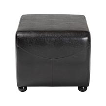 Wholesale Interiors Bicast Leather Ottoman with Rounded Sides