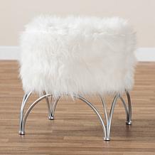 Wholesale Interiors Celia Faux Fur Upholstered Ottoman