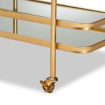 Wholesale Interiors Destin Metal and Glass 2-Tier Mobile Wine Bar Cart