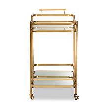 Wholesale Interiors Destin Metal and Glass 2-Tier Mobile Wine Bar Cart
