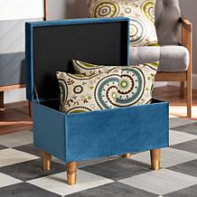 Wholesale Interiors Elias Velvet Fabric Upholstered Storage Ottoman