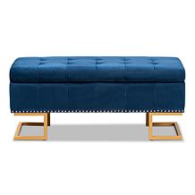 Wholesale Interiors Ellery Velvet Fabric Upholstered Storage Ottoman