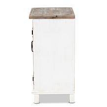 Wholesale Interiors Faron White and Oak Brown Wood 1-Door Nightstand