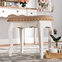 Wholesale Interiors Gabrielle Velvet Fabric Upholstered Vanity Ottoman