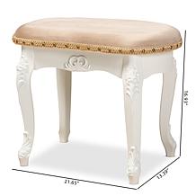 Wholesale Interiors Gabrielle Velvet Fabric Upholstered Vanity Ottoman