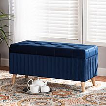 Wholesale Interiors Hanley Velvet Fabric Upholstered Storage Ottoman