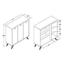 Wholesale Interiors Kelson Dark Grey and Gold Wood 3-Door Shoe Cabinet