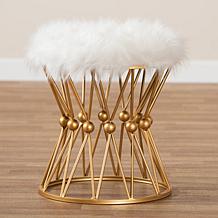 Wholesale Interiors Leonie Faux Fur Upholstered Ottoman