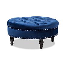 Wholesale Interiors Palfrey Velvet Button Tufted Cocktail Ottoman