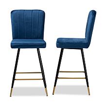 Wholesale Interiors Preston Velvet Fabric Upholstered 2Pc Stool Set
