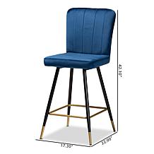 Wholesale Interiors Preston Velvet Fabric Upholstered 2Pc Stool Set