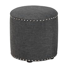 Wholesale Interiors Rosine Fabric Upholstered Nail Trim Ottoman