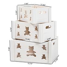 Wholesale Interiors Sagen White Finished Wood 3Piece Storage Crate Set