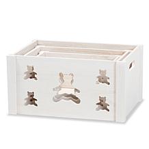 Wholesale Interiors Sagen White Finished Wood 3Piece Storage Crate Set