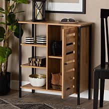 Wholesale Interiors Vander Oak Brown Wood and Black Metal Shoe Cabinet