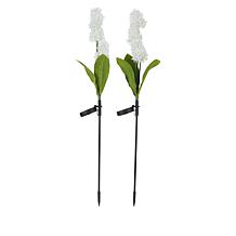 Wind and Weather Fabric and Metal Solar Flower Stakes-Hyacinth Flowers