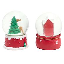 Winter Lane 5" LED Resin Snow Globes Set of 2