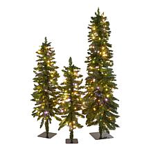Winter Lane Down Swept LED Trees 3-Piece Set