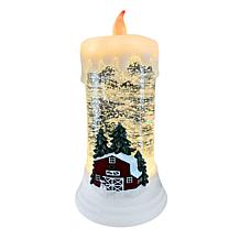 Winter Lane Glitter Candle w/Holiday Theme & 3-Way Switch