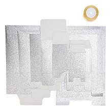 Winter Lane Silver Glitter Gift Boxes w/Gold Ribbon 5-Piece Set