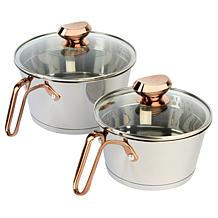 Wolfgang Puck 1.5-Quart and 3-Quart Cook & Stir Pans with Glass Lids