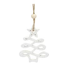 Wood Tree 9-piece Tag Ornament Set with Beaded Hanger