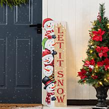 Wooden Let It Snow Stack Snowman Porch Decor 41.75"H