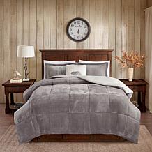 Woolrich Alton 4-pc Gray/Ivory Plush Sherpa Full/Queen Comforter Set