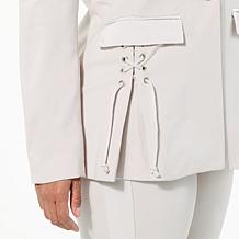 WynneCollection Lace-Up Detail Knit Tuxedo Blazer