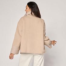 WynneCollection Melton Jacket with Quilted Puffer Detail