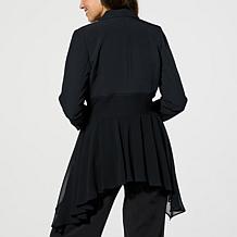 WynneCollection Mixed Media Crepe and Chiffon Jacket