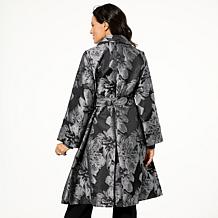 WynneCollection Occasion Floral Jacquard Trench Coat
