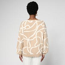 WynneCollection Plush Jacquard Patterned Sweater