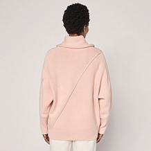 WynneCollection Seaming Detail Cowl-Neck Sweater