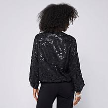 WynneCollection Sequined Bomber Jacket