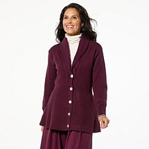 WynneCollection SoftKNIT Removable Faux Fur Collar Cardigan