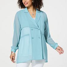 WynneLayers Chiffon Double-Breasted Trench Jacket
