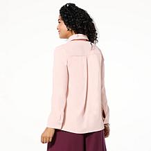 WynneLayers Collared Woven Crepe Shirt with Lace-Up Detail