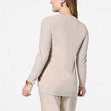 WynneLayers Luxe Crepe Long Sleeve Tie-Front Shirt