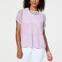 WynneLayers Open Mesh Easy Fit Short Sleeve Sweater