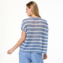 WynneLayers Open Mesh Easy Fit Short Sleeve Sweater