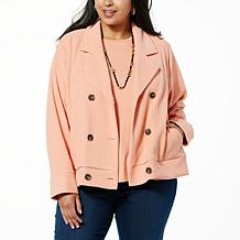WynneLayers Plush Ottoman Knit Double-Breasted Jacket